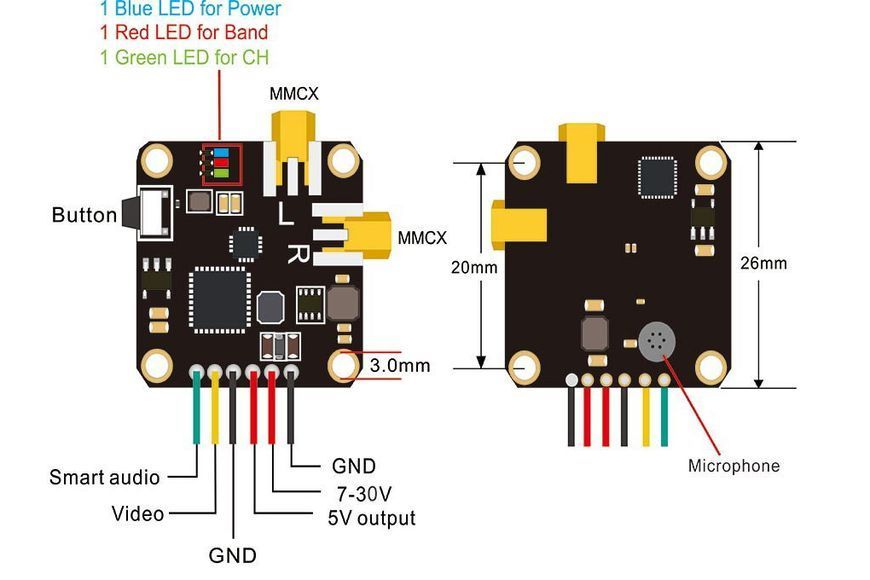 Відеопередавач AKK New Era 5.8GHz Diversity 25-400mW 20x20мм AKK-ERAVTX фото