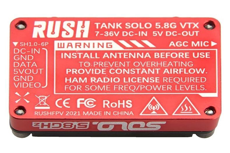 Відеопередавач RushFPV RUSH TANK SOLO 5.8GHz 1600mW RUSH-DA14 фото